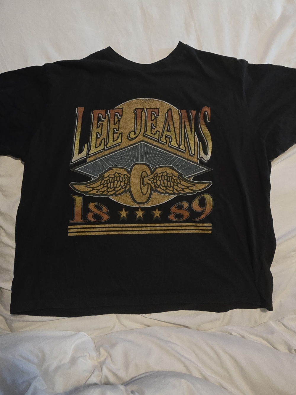 Lee Black Crewneck Tee with Subtle Gray Logo